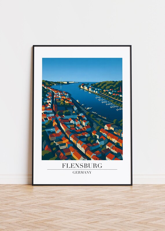 Flensburg Germany Poster Modern City Illustration Art