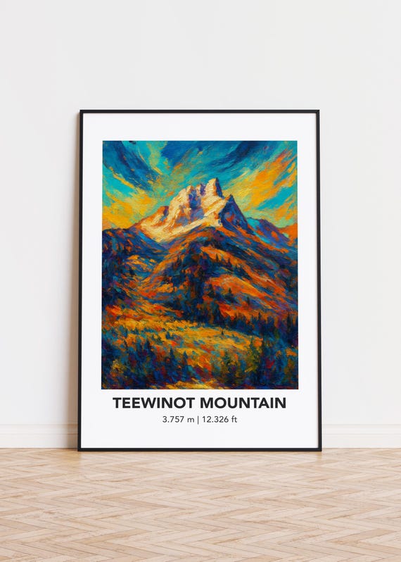 Teewinot Mountain Poster Print Modern Oil Painting Style Art