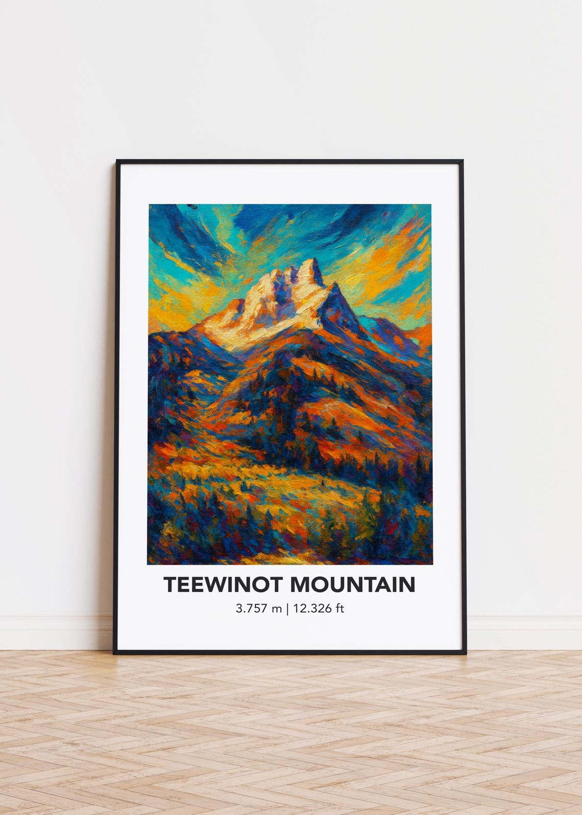 Teewinot Mountain Rugged Summit Autumn Valley Oil Painting Art Poster