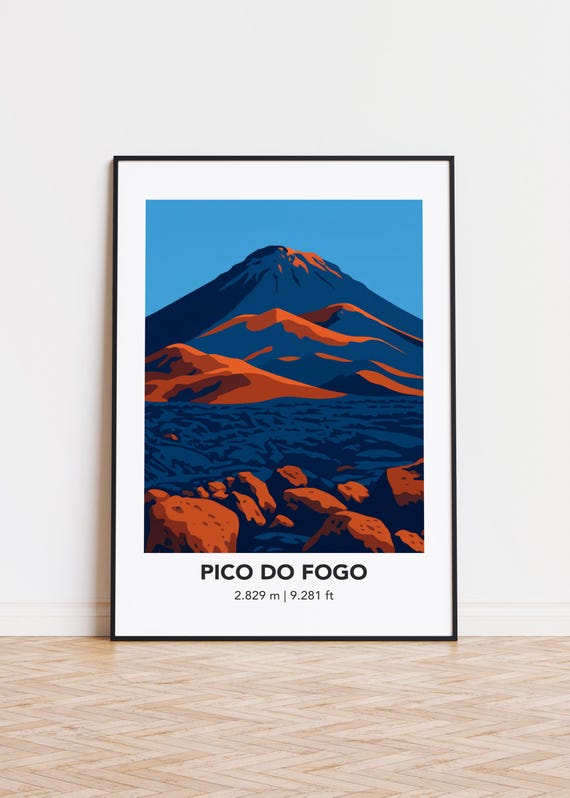 Pico Do Fogo Mountain Print Modern Minimalist Art Poster