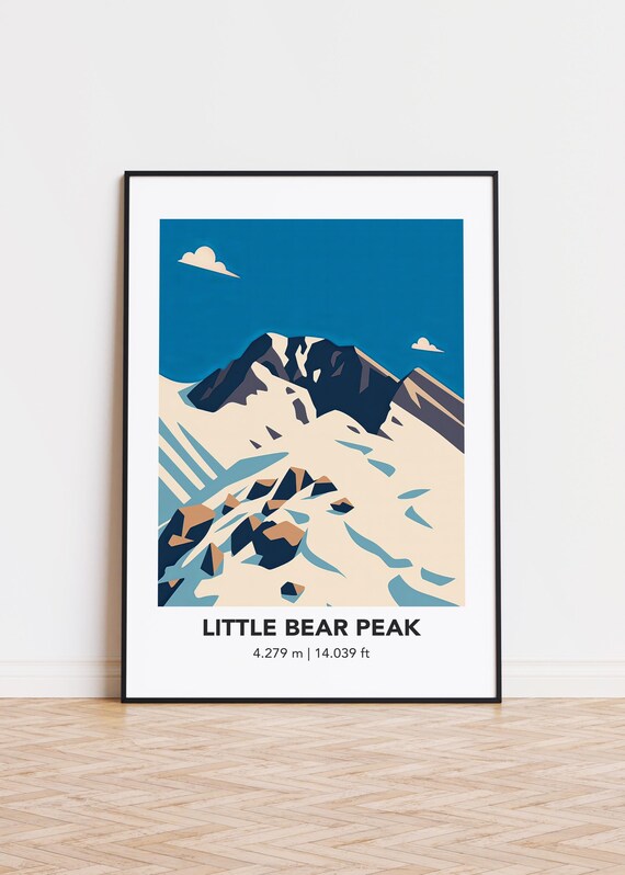 Little Bear Peak Poster, Mountain Illustration