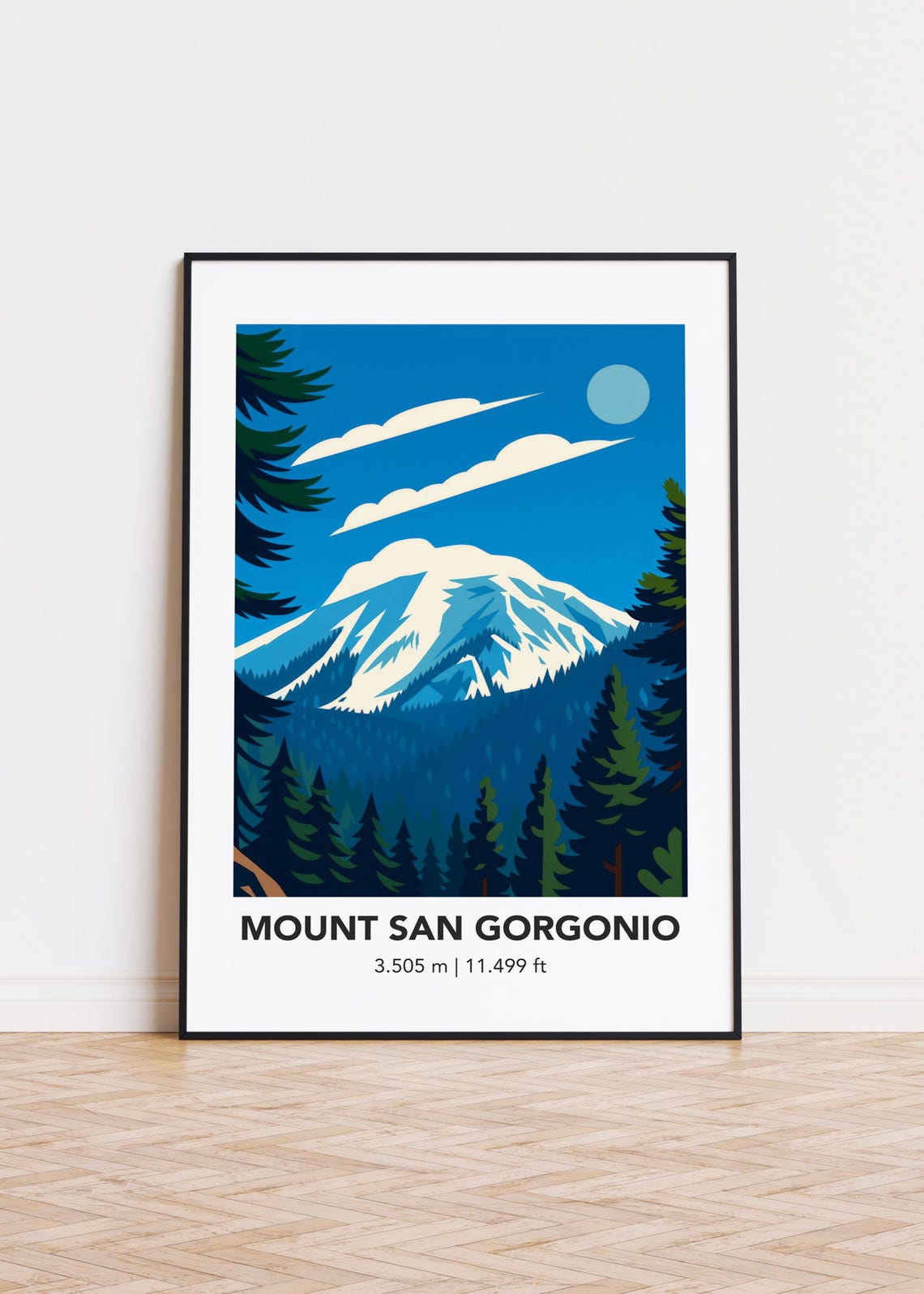 Mount San Gorgonio 3505m Snow Peak Pine Forest Travel Poster