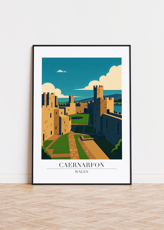 Caernarfon Wales Poster Modern Illustration Art Print