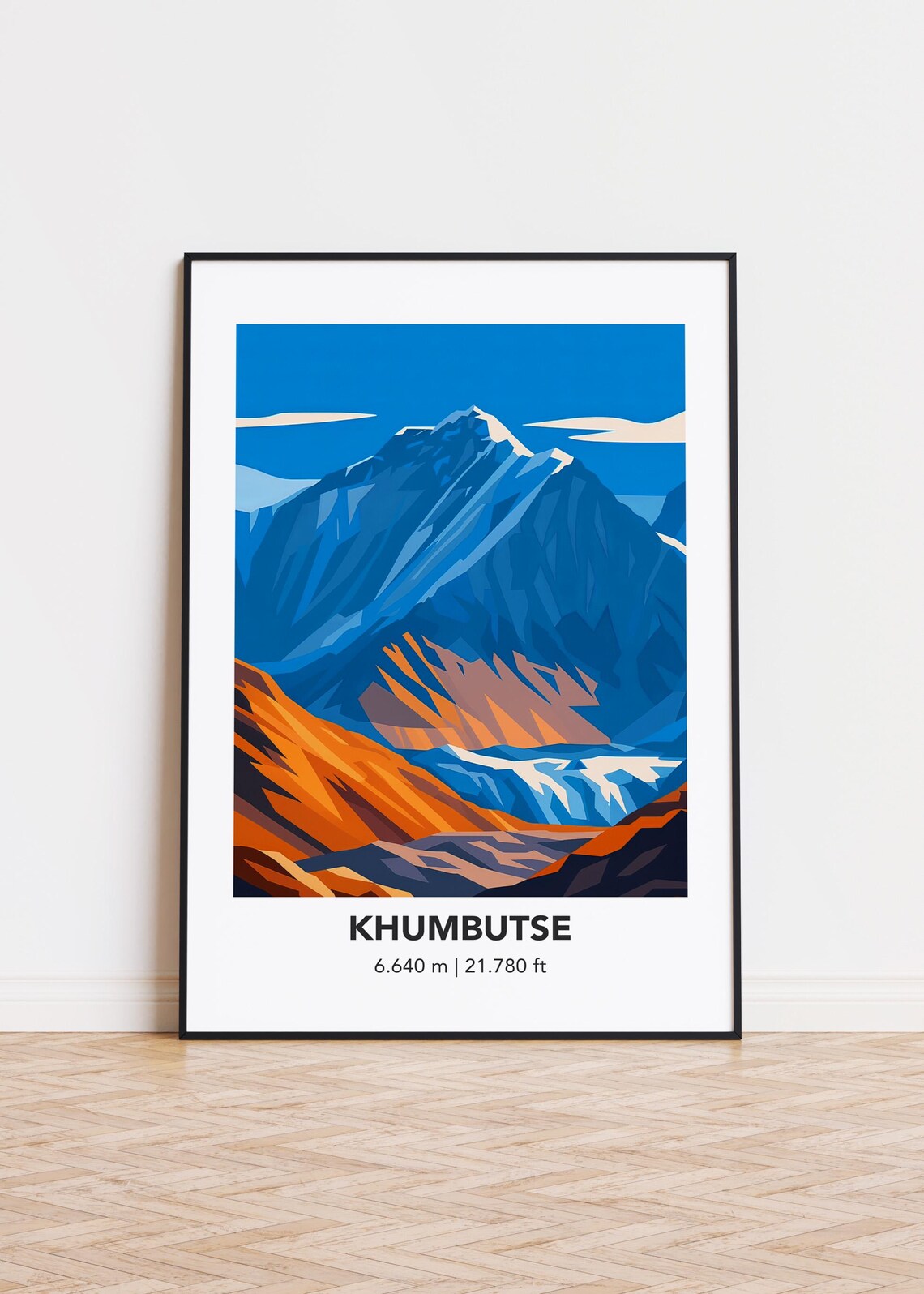 Khumbutse Mountain Art Print, Minimalist Decor
