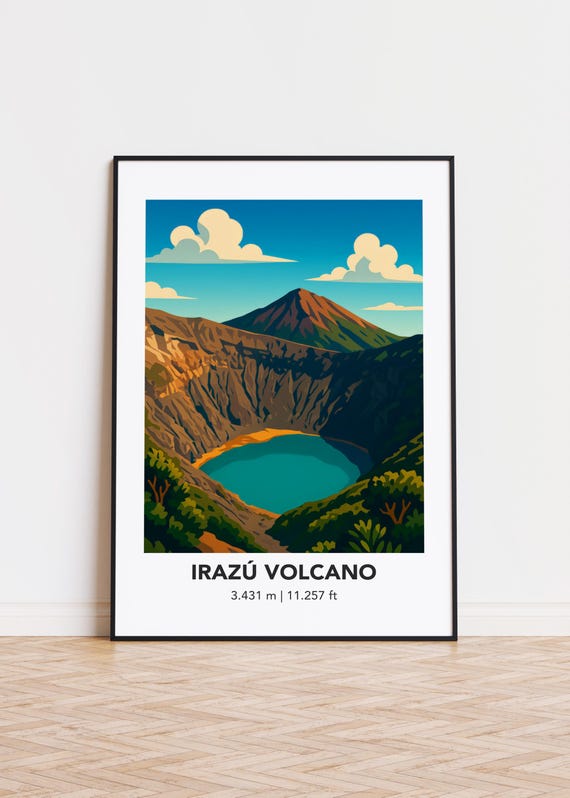 Iraz Volcano Poster Modern Mountain Illustration Art