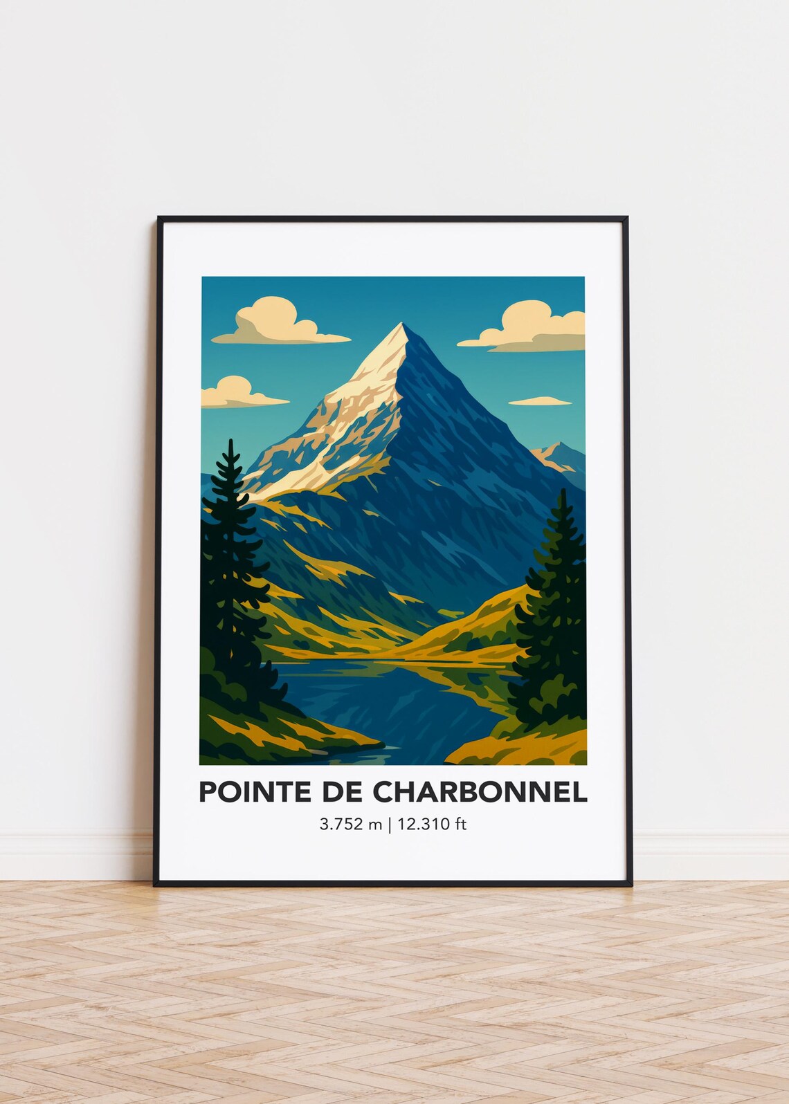 Pointe De Charbonnel Mountain Art Print, Scandinavian