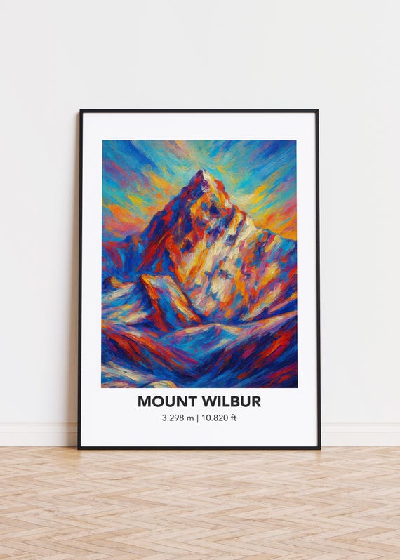 Mount Wilbur Poster Modern Oil Painting Style Mountain Art Print