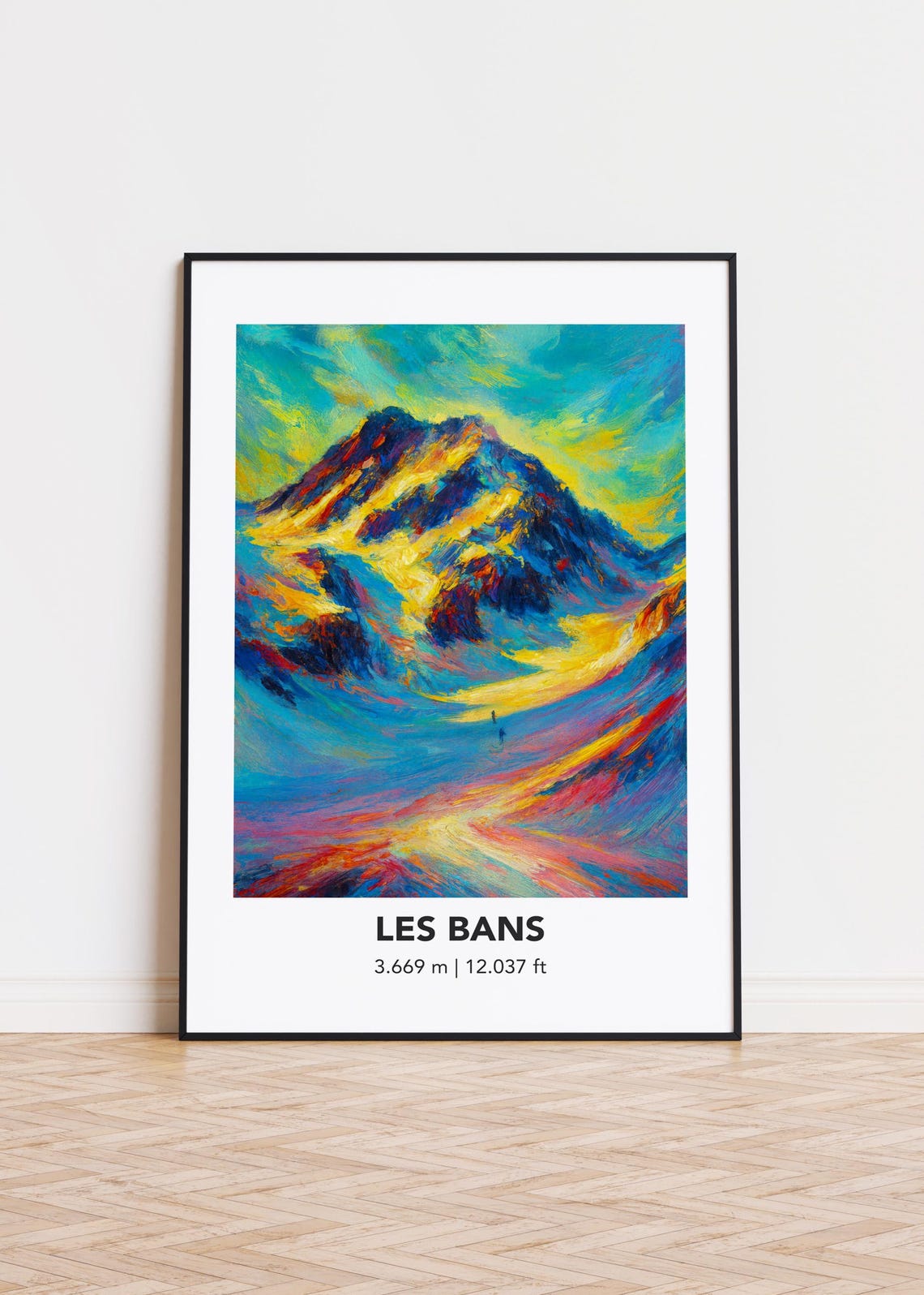 Les Bans Mountain Vibrant Snowy Summit Colorful Peak Landscape Poster