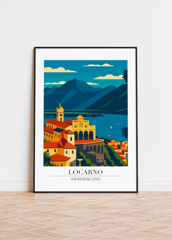 Locarno Switzerland Lakeside Sanctuary Mountain View Travel Poster