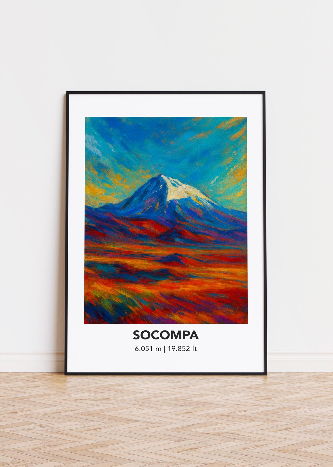 Socompa Fiery Volcano Desert Sunset Oil Painting Landscape Poster