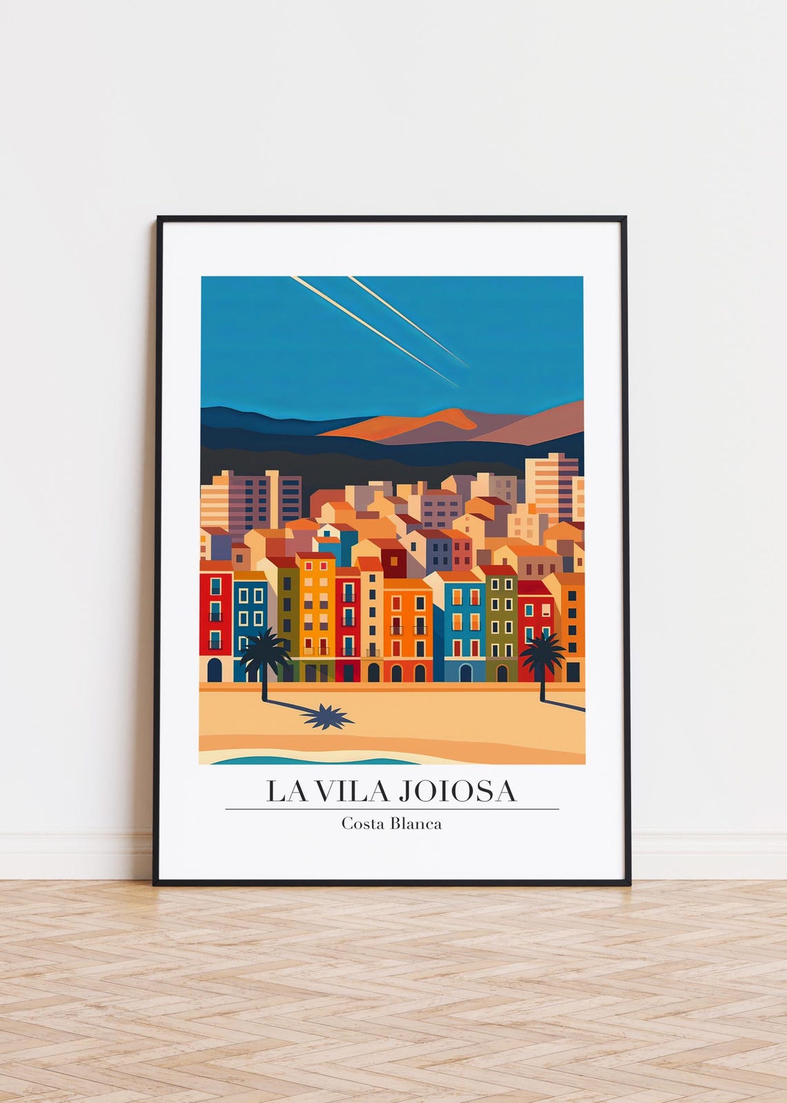 La Vila Joiosa Costa Blanca Colorful Seafront Modern Travel Poster