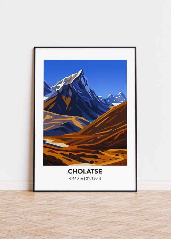 Cholatse Mountain Art Print, Modern Minimalist Decor