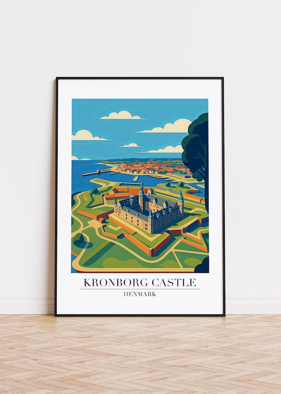 Kronborg Castle Denmark Aerial View Harbor Fortress Poster Art