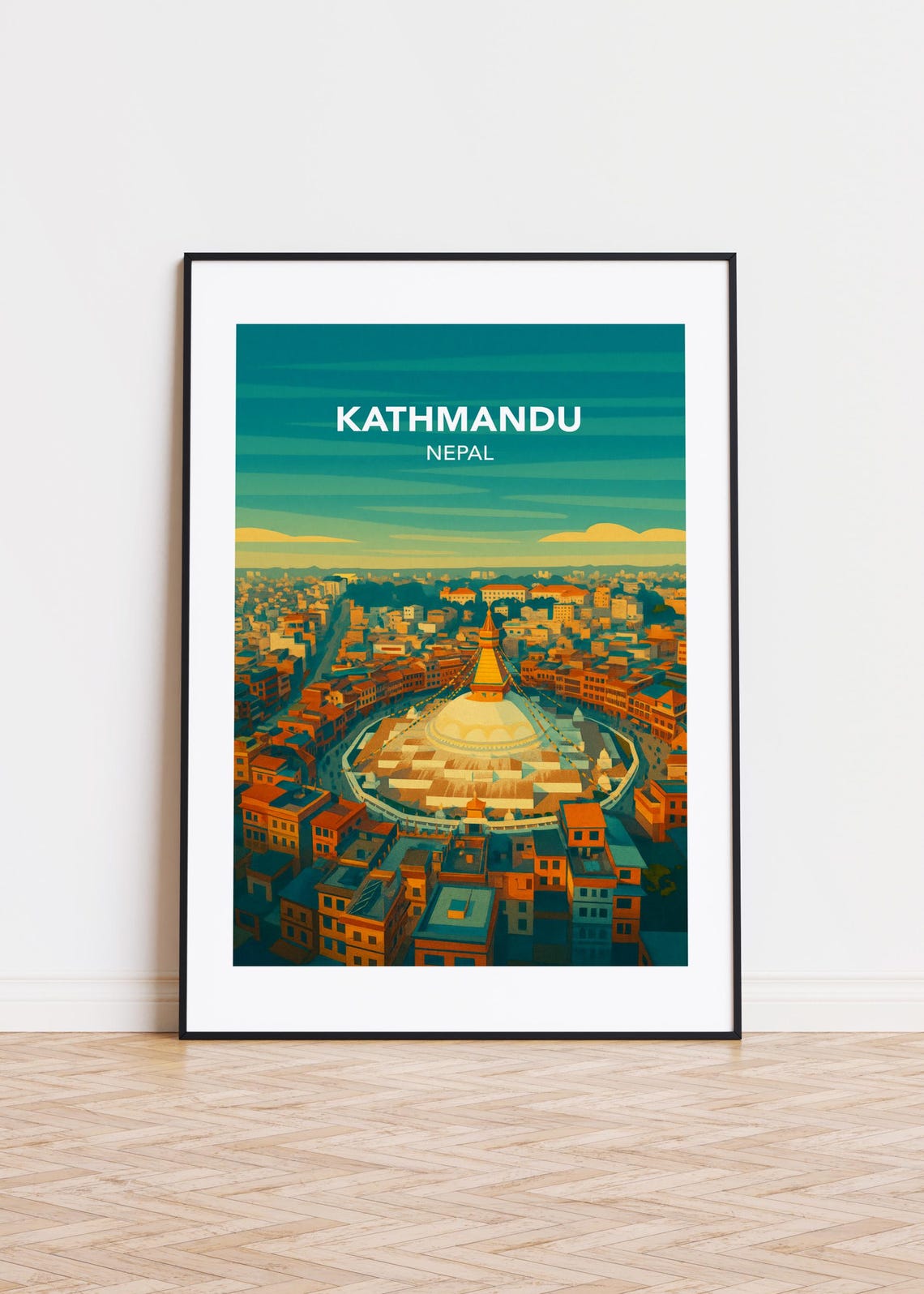 Kathmandu Cityscape Poster Nepal Travel Art Print