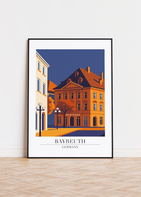 Bayreuth Germany Historic Apotheke Building Evening Travel Poster