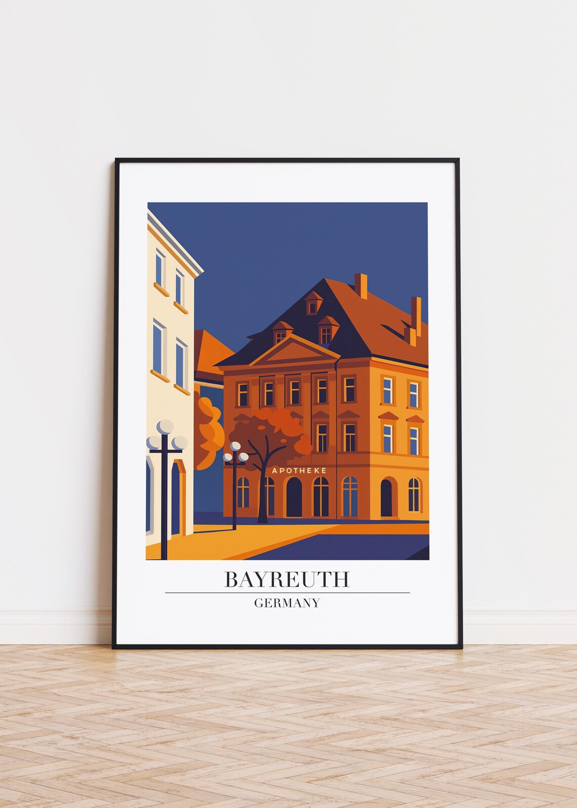 Bayreuth Germany Historic Apotheke Building Evening Travel Poster
