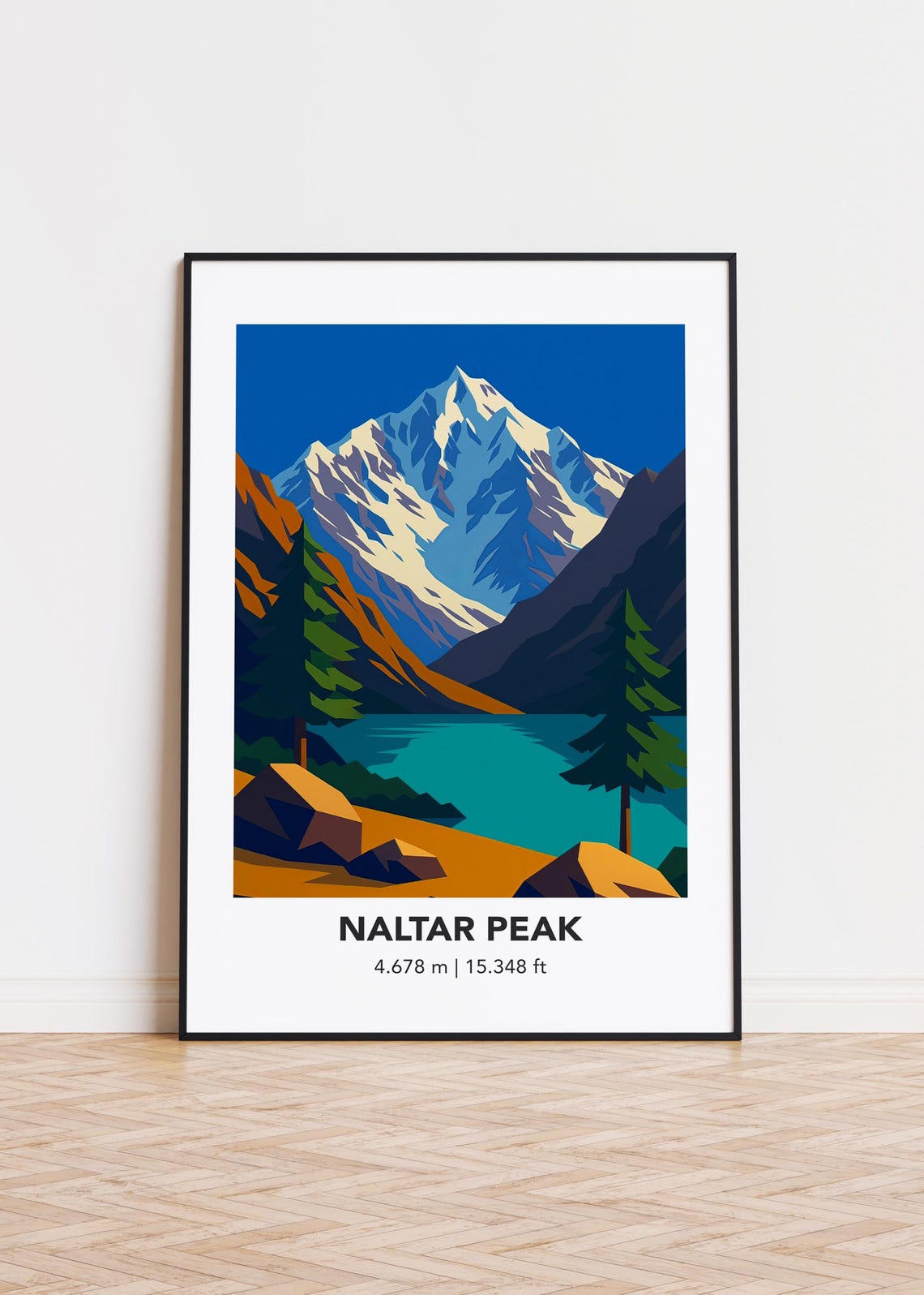 Naltar Peak Snow Summit Turquoise Lake Pines Mountain Poster
