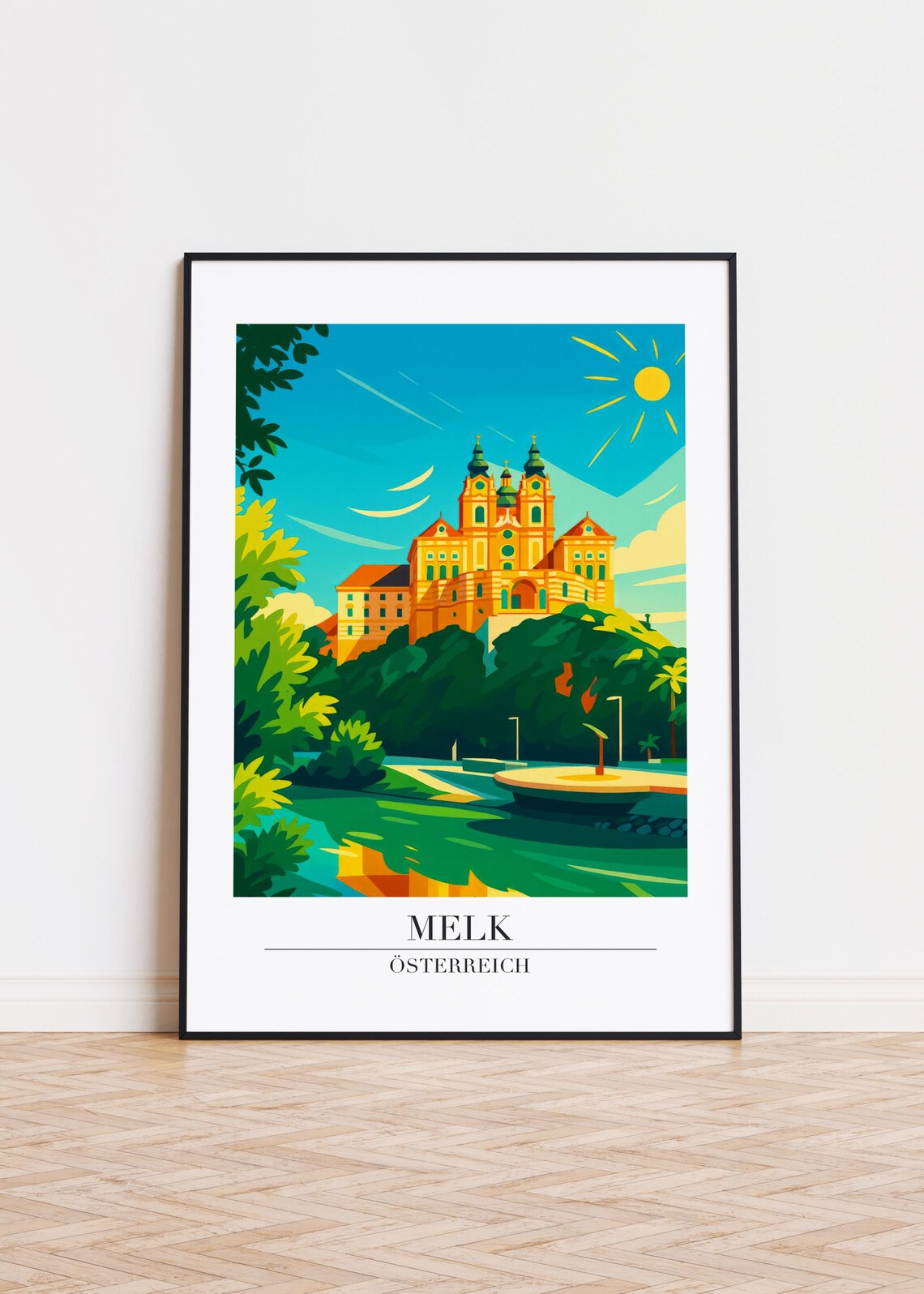 Melk Austria Modern City Illustration Poster