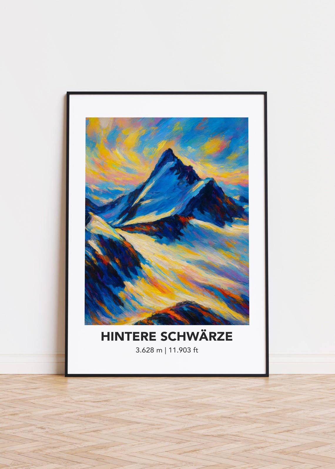 Hintere Schwärze Mountain Peak Vibrant Oil Painting Style Poster