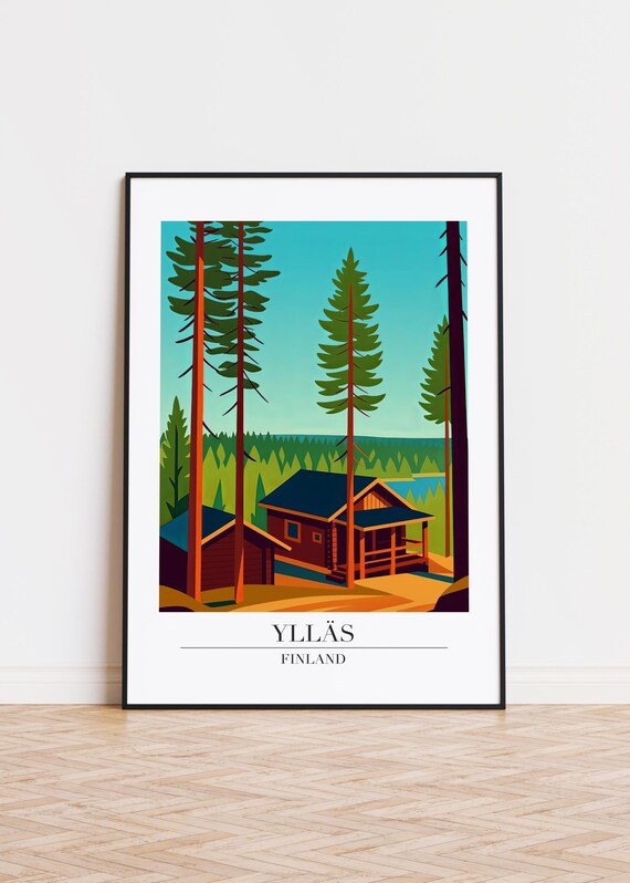 Ylls Finland Poster Modern Travel Illustration Art