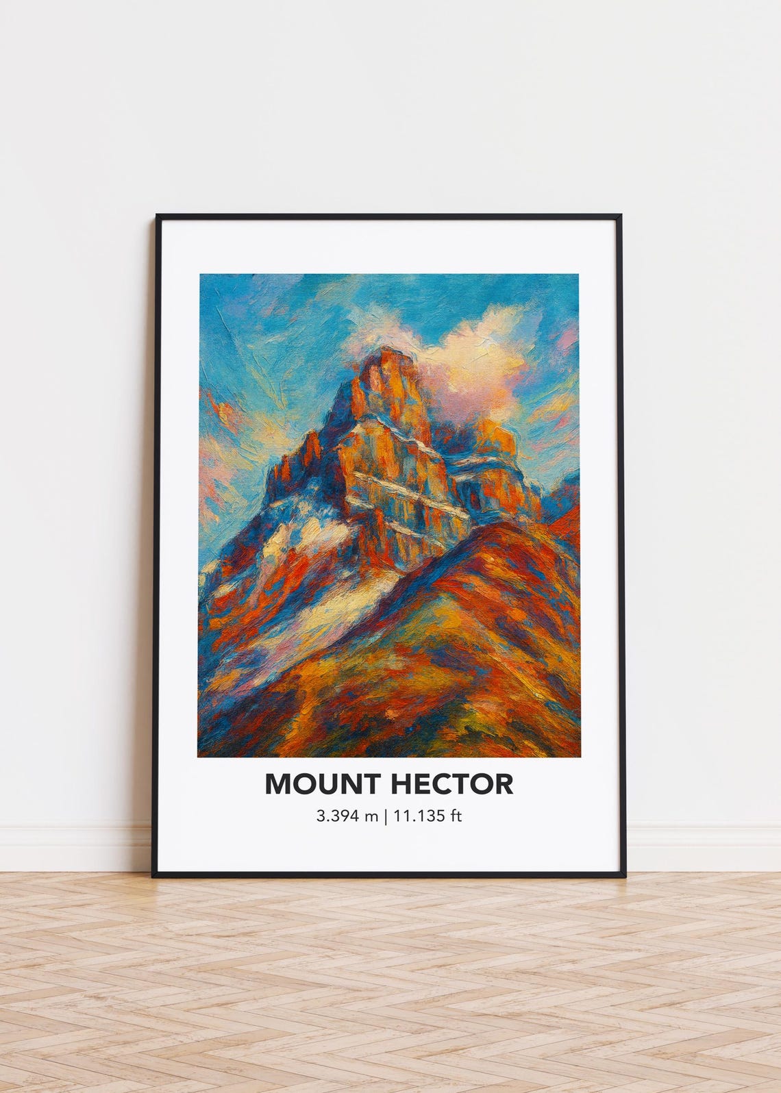 Mount Hector 3.394 m Colorful Oil Painting Mountain Summit Poster