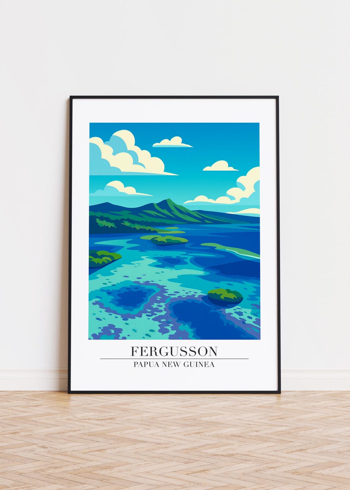 Fergusson Cityscape Poster Papua New Guinea Illustration Art