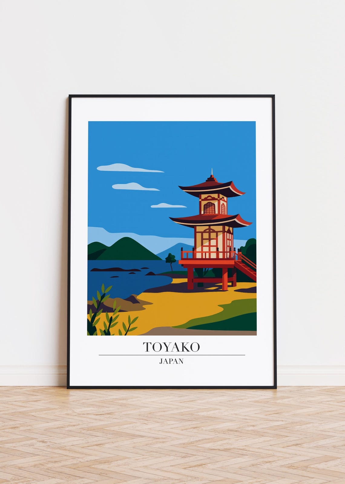 Toyako Cityscape Poster Modern Travel Art Print
