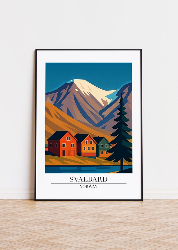 Svalbard Norway Poster Modern Scandinavian Illustration Art