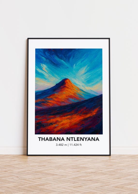 Thabana Ntlenyana Mountain Print Modern Oil Painting Style Art