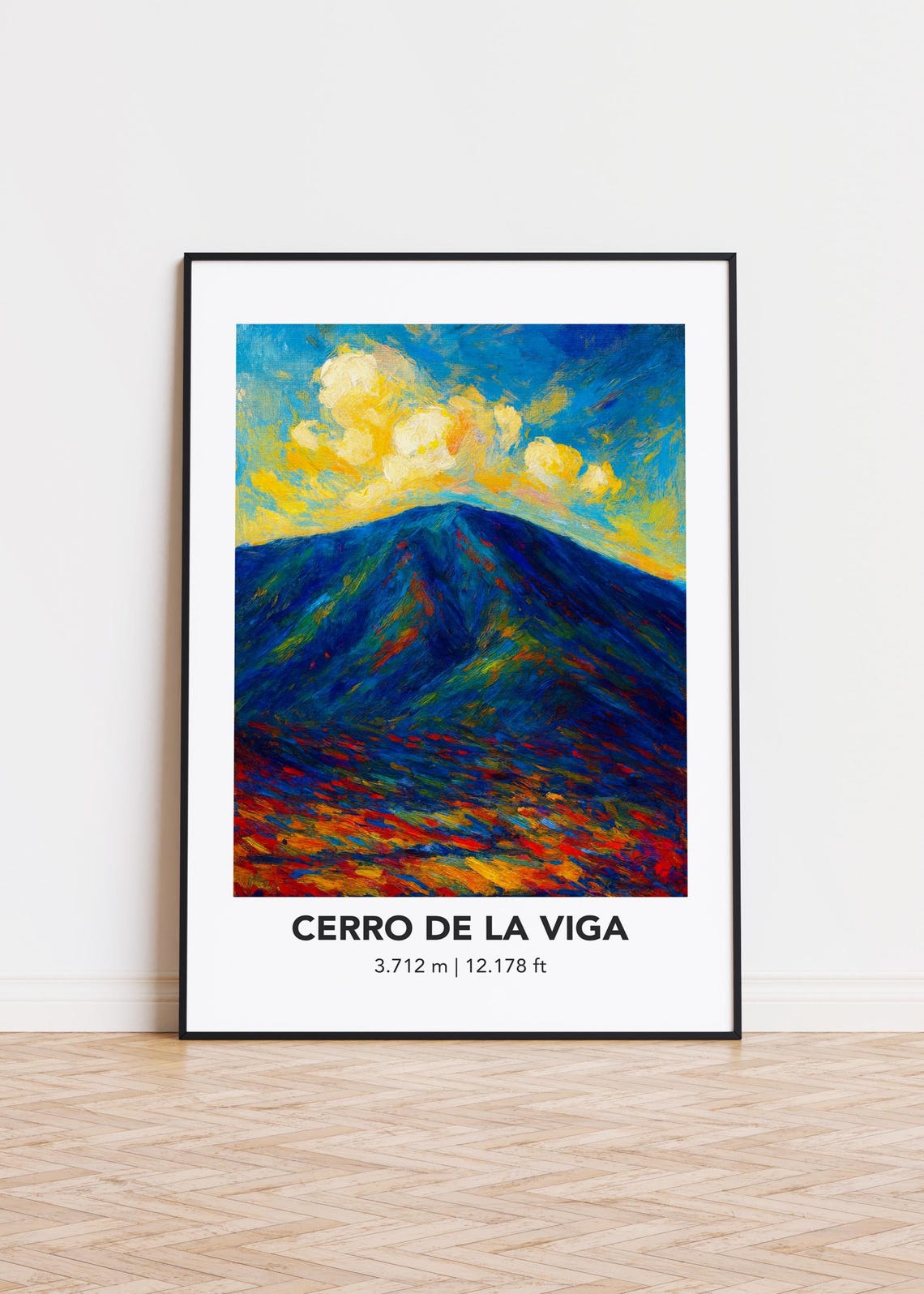 Cerro De La Viga 3.712 m Blue Mountain Oil Painting Style Poster