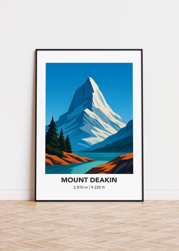 Mount Deakin Print Modern Minimalist Mountain Art Poster