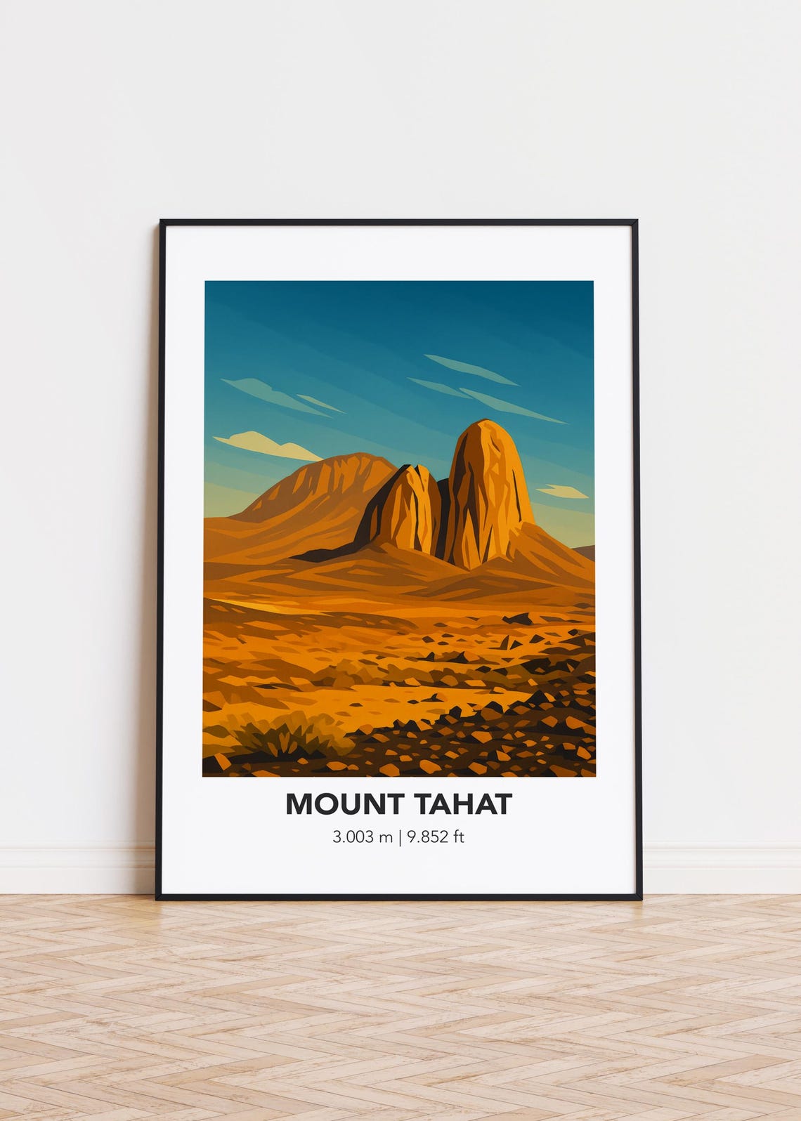 Mount Tahat Algeria Desert Rock Peak Landscape Illustration Poster