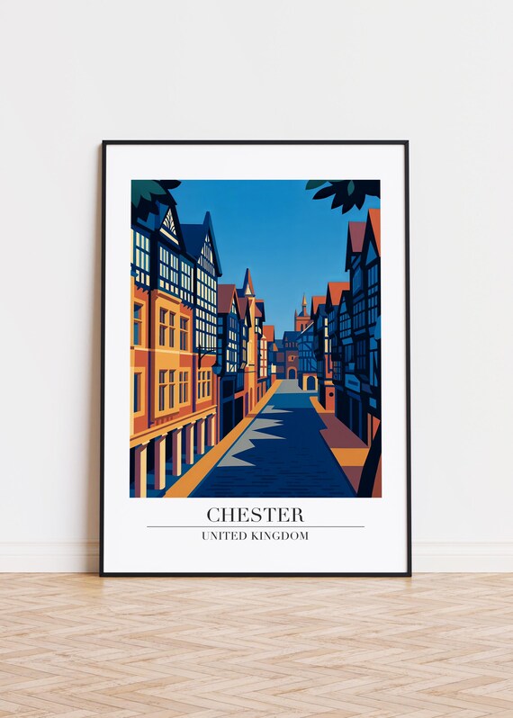 Chester City Poster Modern United Kingdom Illustration