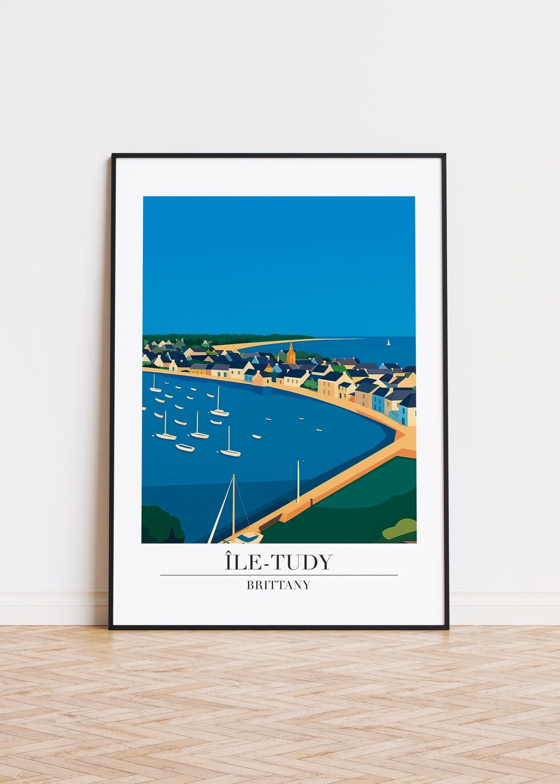 Ile Tudy Brittany Harbor Sailboats Coastal Town Travel Style Poster