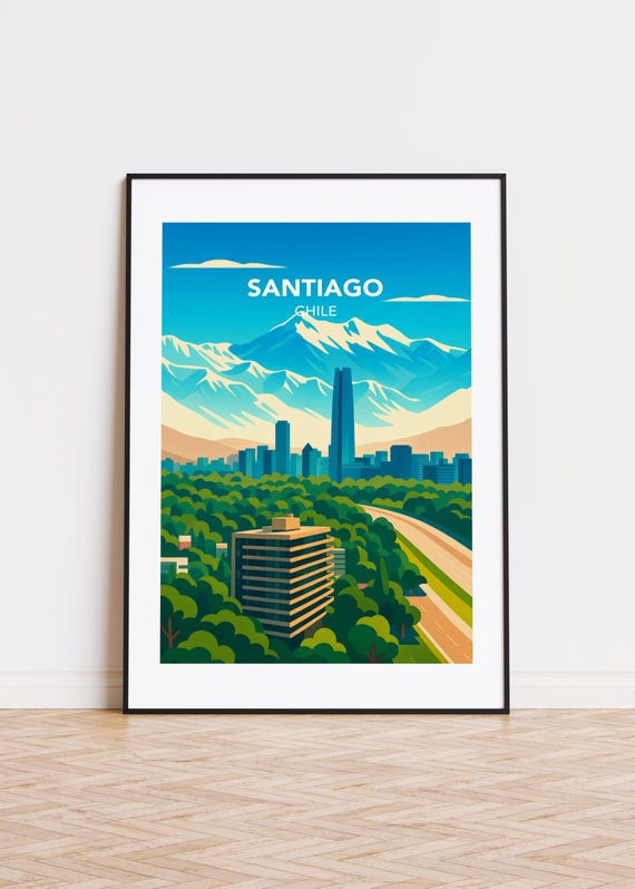 Santiago Chile Poster City Skyline Art Print