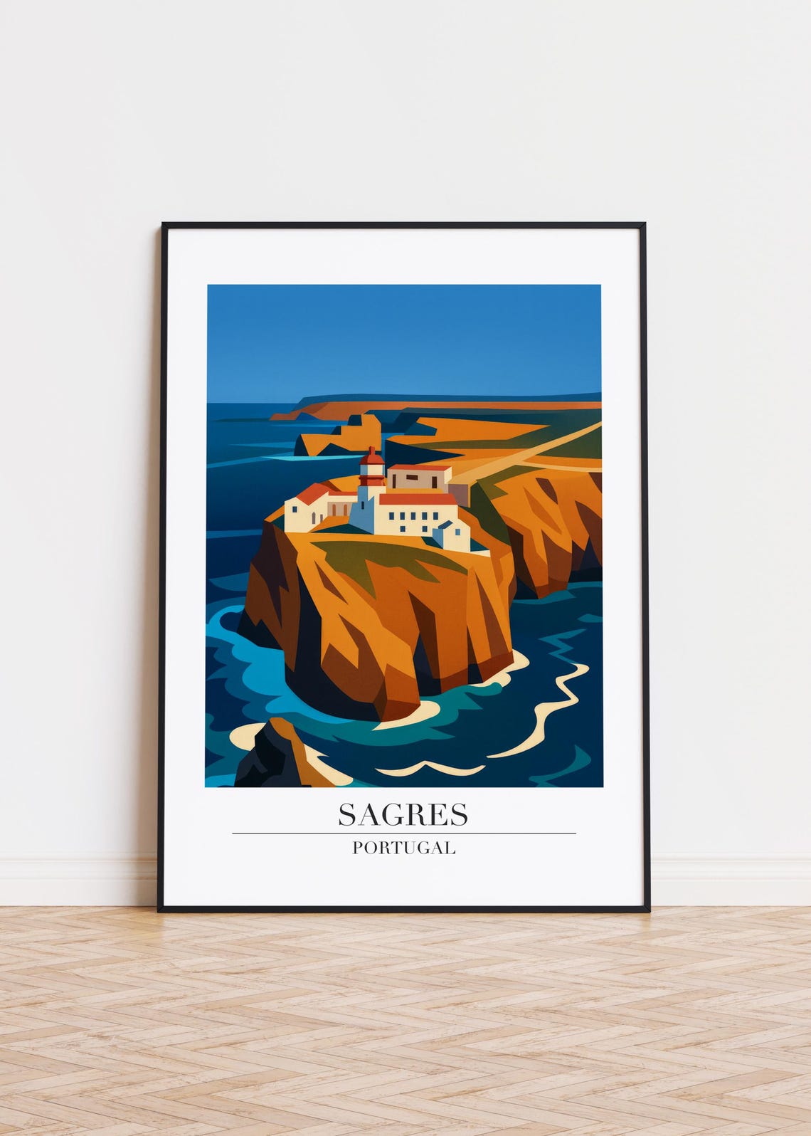 Sagres Portugal Dramatic Cliffs Lighthouse Rugged Coastline Poster