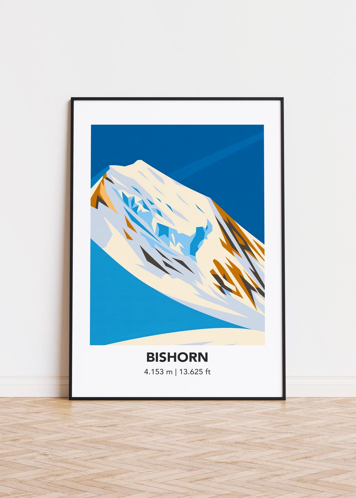 Bishorn Snow Capped Geometric Mountain Peak Modern Travel Poster