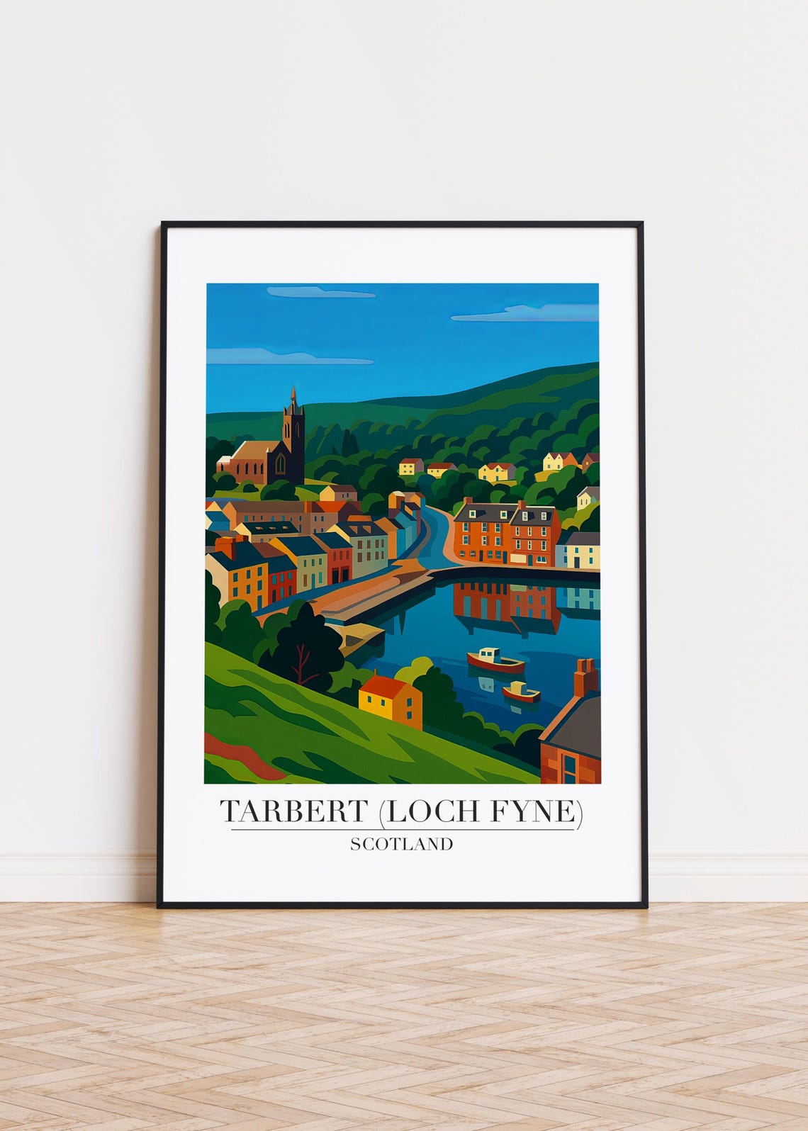 Tarbert Loch Fyne Scotland Colorful Harbour Town Travel Poster