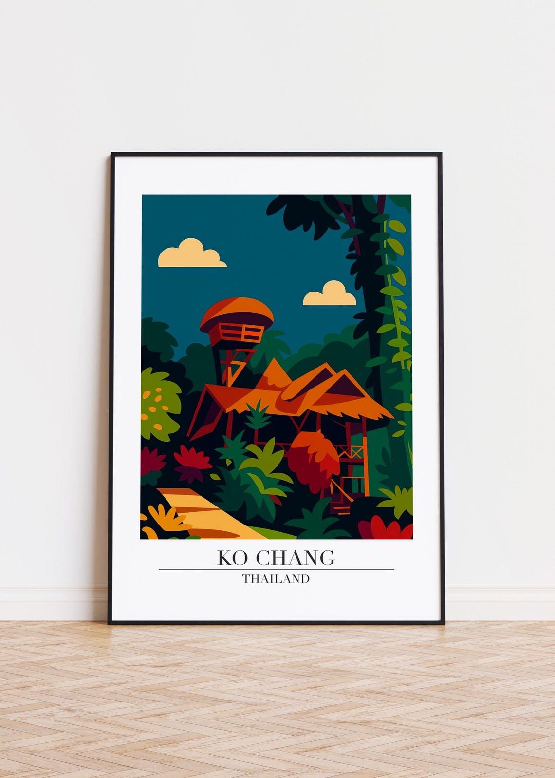 Ko Chang Thailand Jungle Huts Tropical Rainforest Travel Poster
