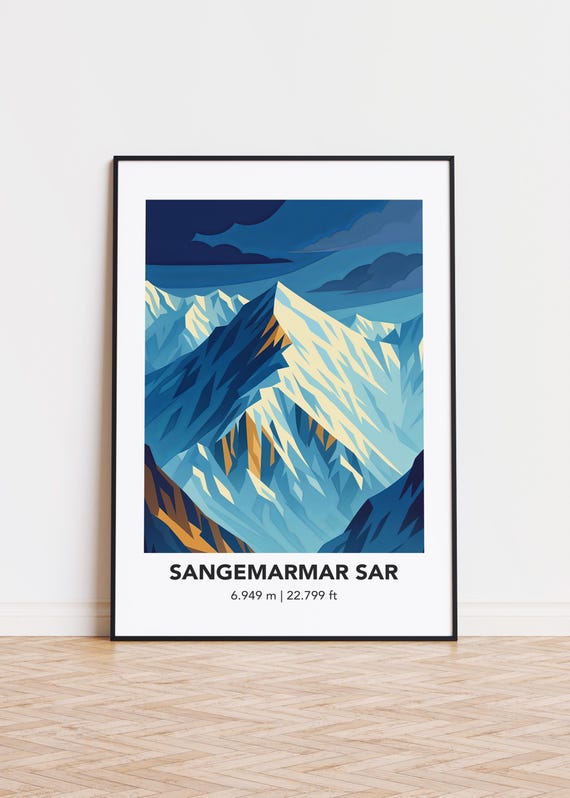 Sangemarmar Sar Print Minimalist Mountain Illustration Art