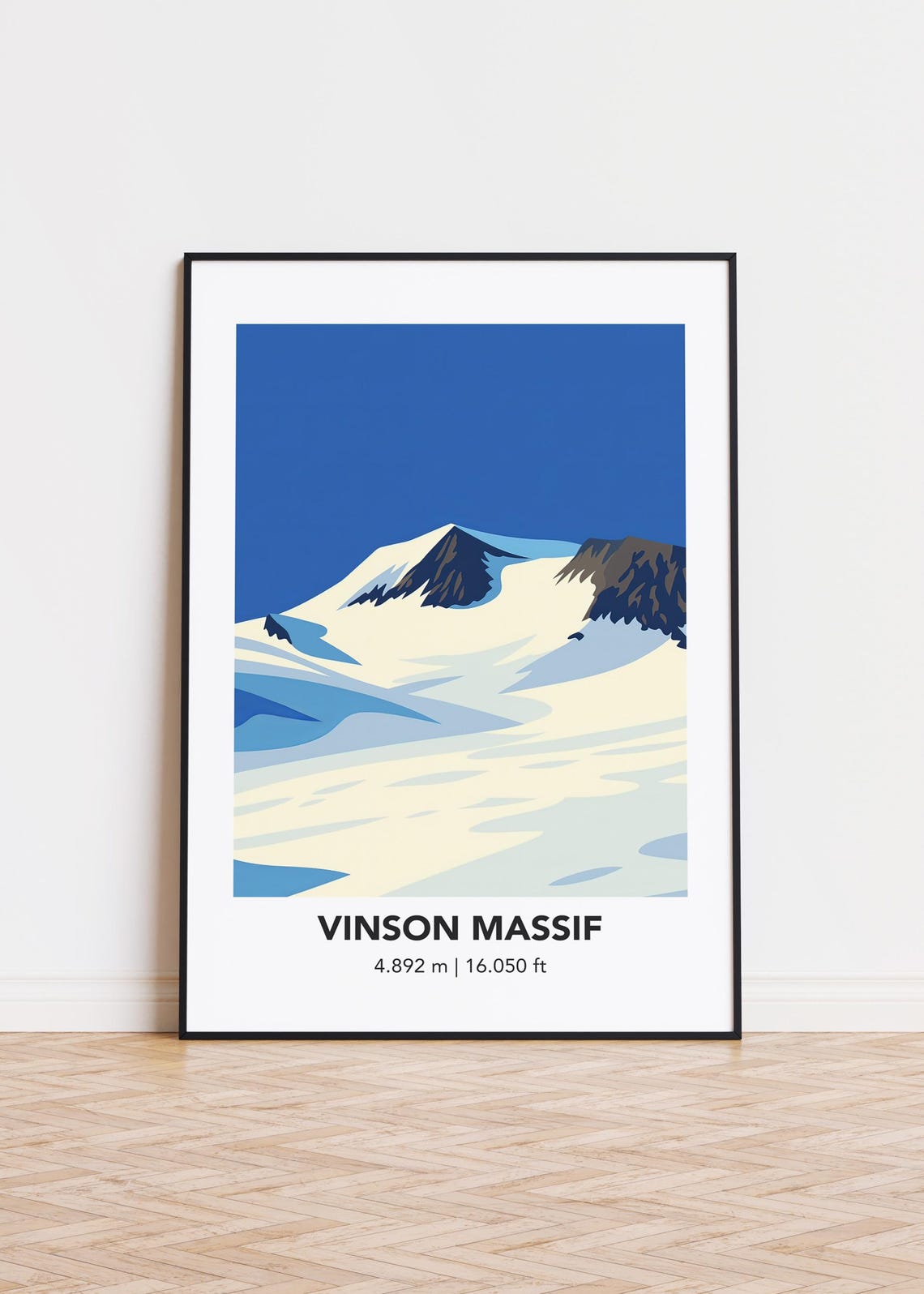 Vinson Massif 4892m Snowy Antarctic Summit Minimalist Mountain Poster