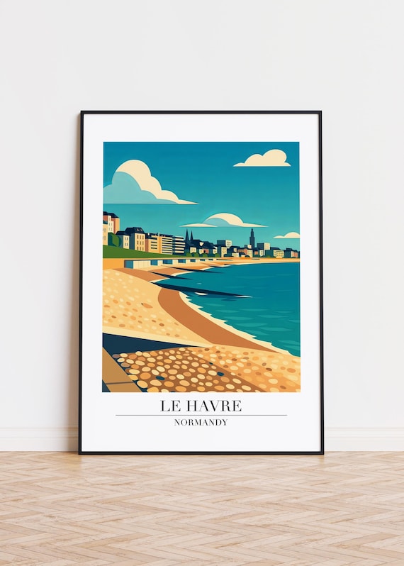 Le Havre Normandy Beach Promenade Vintage Seaside Travel Poster