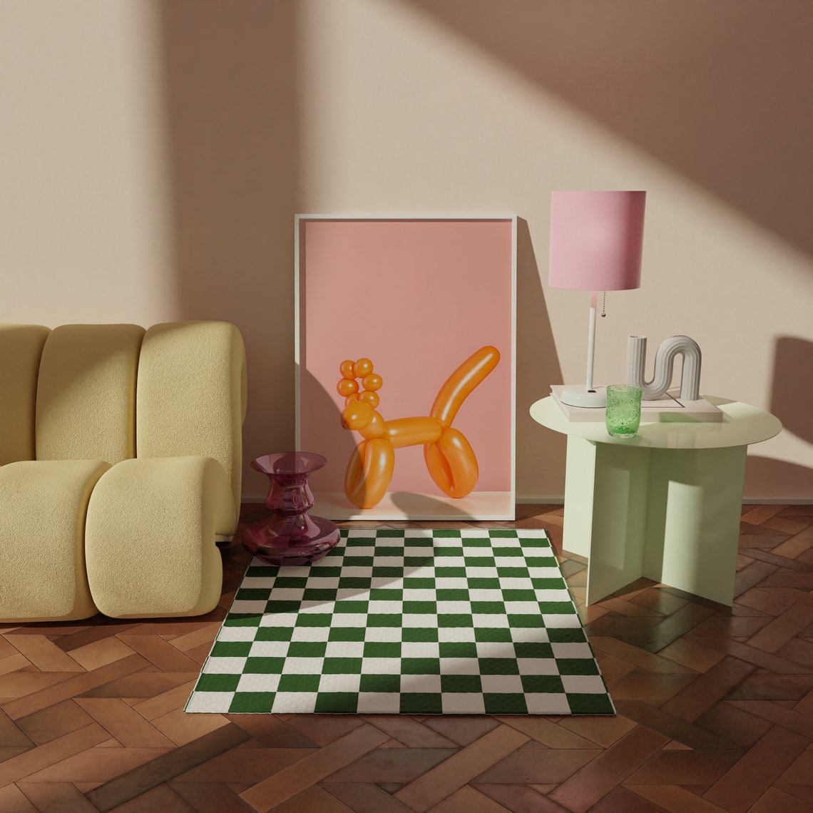 Orange Balloon Dog Photo Minimalist Pink Studio Backdrop Poster - Image 2