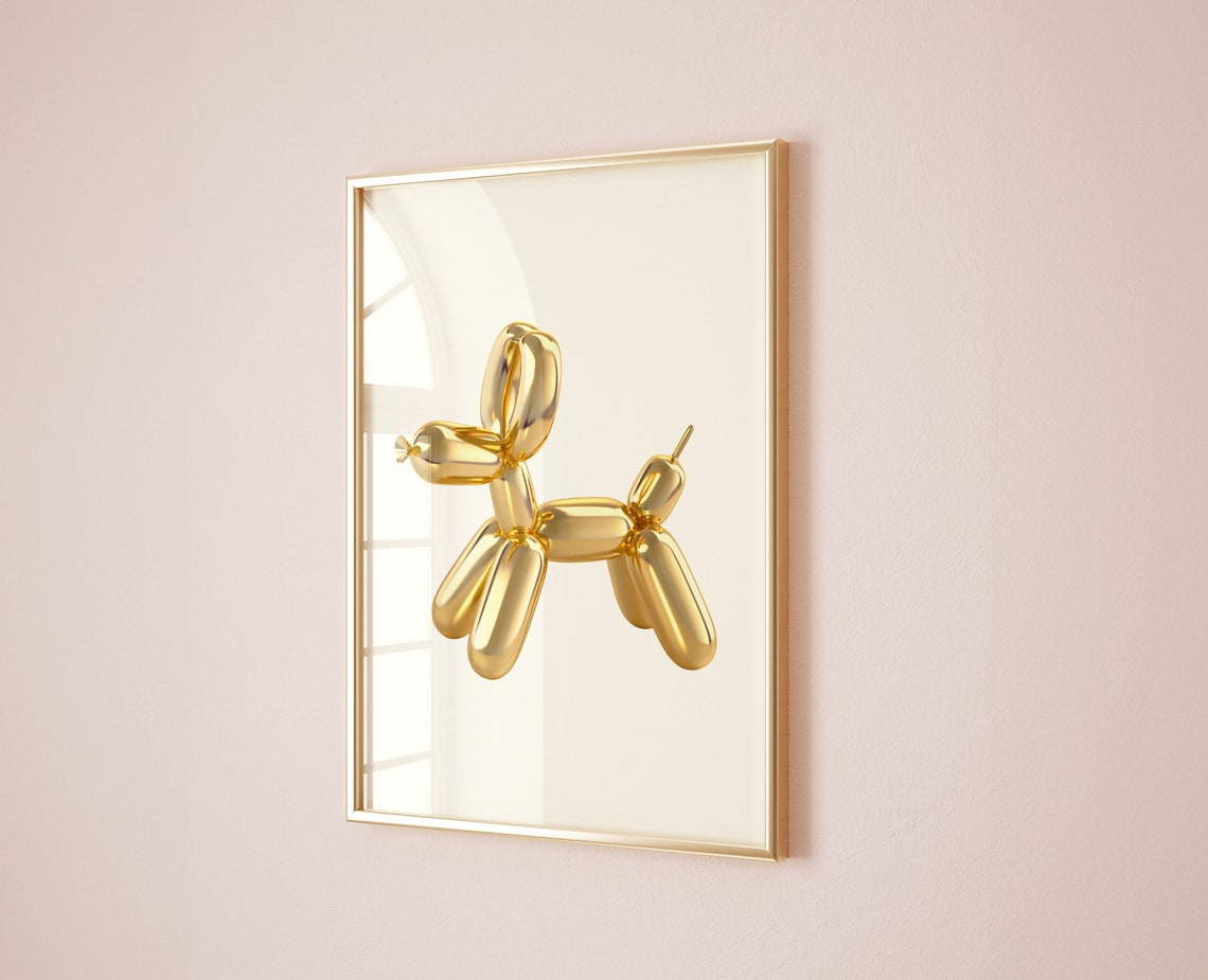 Gold Balloon Dog Metallic Sculpture Modern Eclectic 3D Pop Art Poster - Image 3