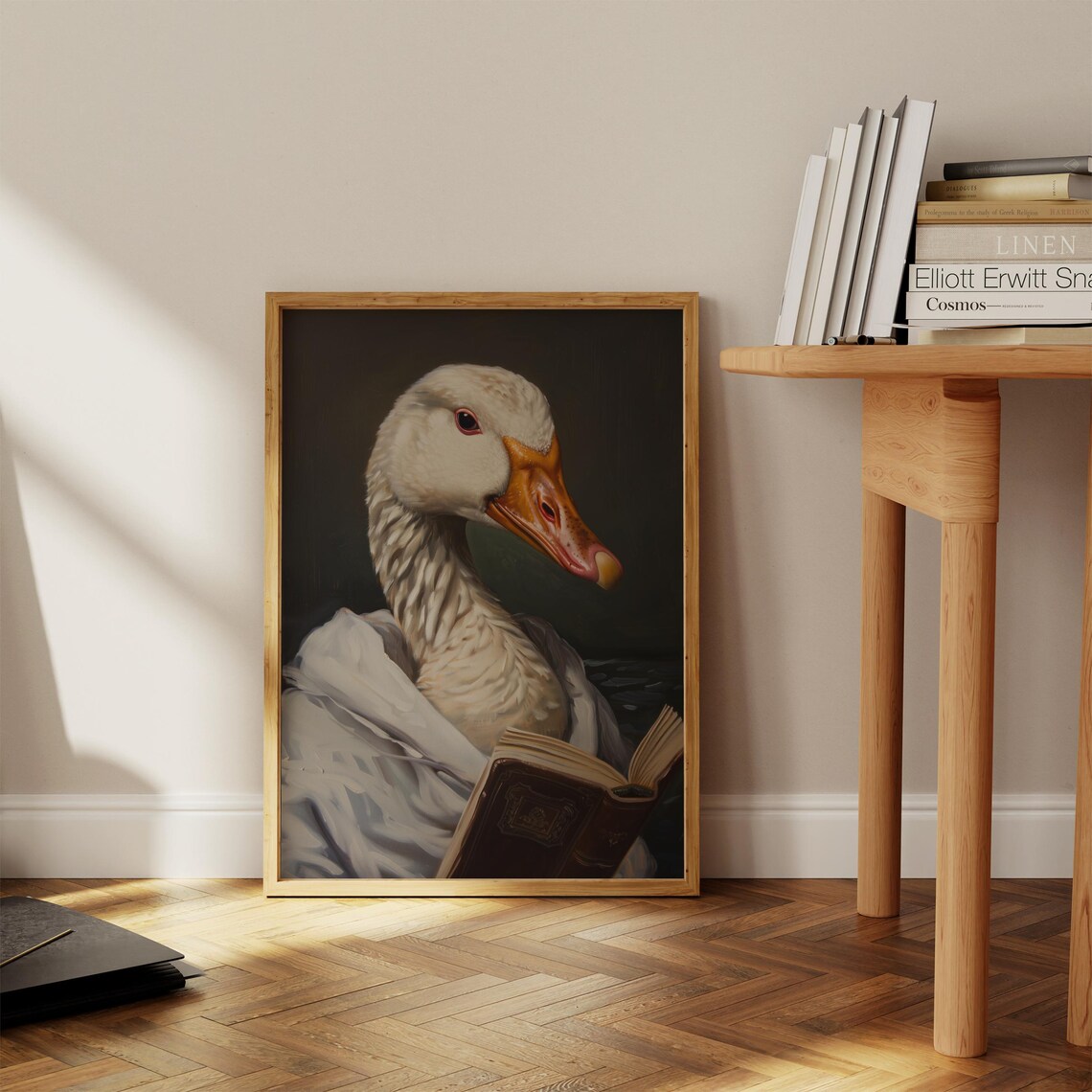 Reading Duck Antique Portrait Painting, Funny Gift - Image 3