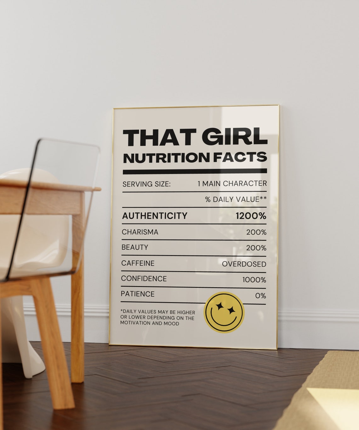 That Girl Nutrition Label Print Funny Unique Main Character Energy Nutritionist Gift Idea Fitness Gym Girl Funny Poster - Image 3