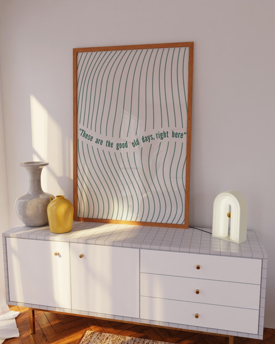 Be Here Now Abstract Quote Print, Wavy Geometry - Image 3