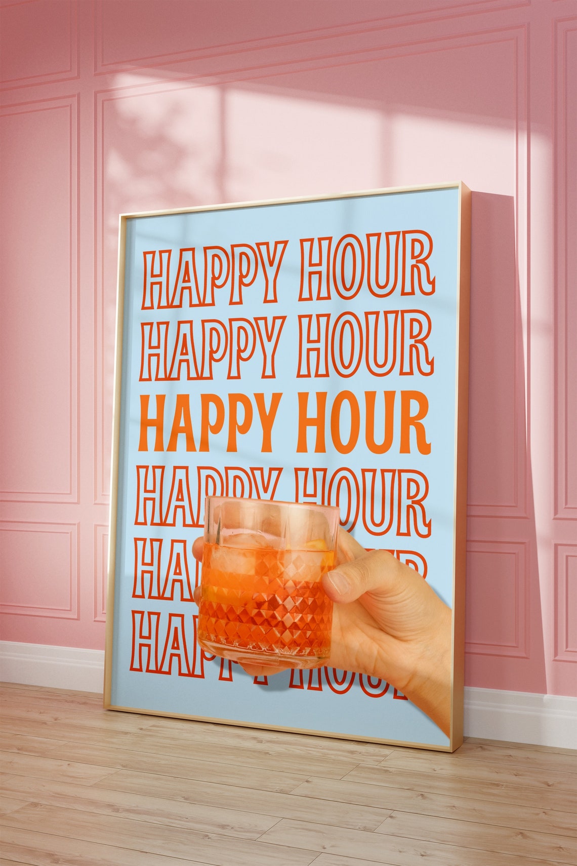 Happy Hour Bold Orange Typography Spritz Cocktail Photo Poster - Image 2
