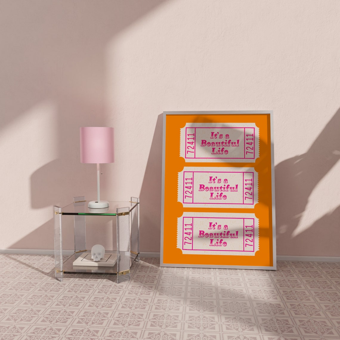 Its A Beautiful Life Ticket Stubs Trio Retro Orange Quote Poster - Image 2