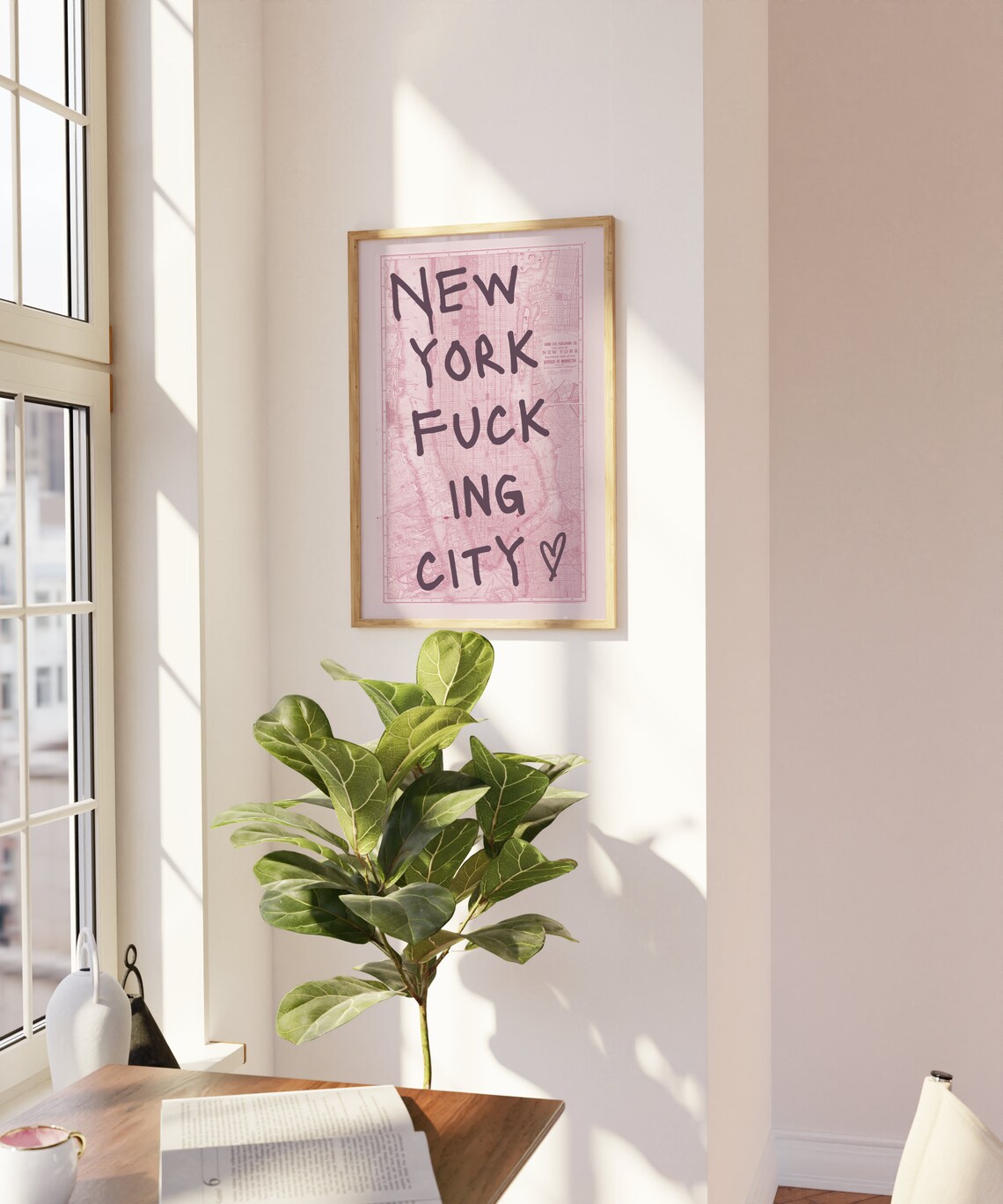 New York City Map Print, Trendy Blush Pink - Image 2